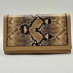 Tan and Snake Print Women's Clutch